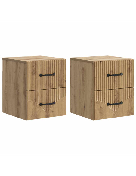 Mobiletto da notte a muro con cassetto 2 pcs Rovere Artigianale
