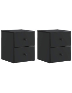 Mobiletto da notte a muro 2 pcs Nero 34,5 x 33 x 40 cm
