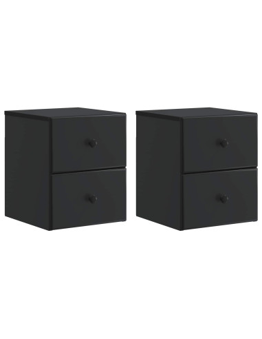 Mobiletto da notte a muro 2 pcs Nero 34,5 x 33 x 40 cm