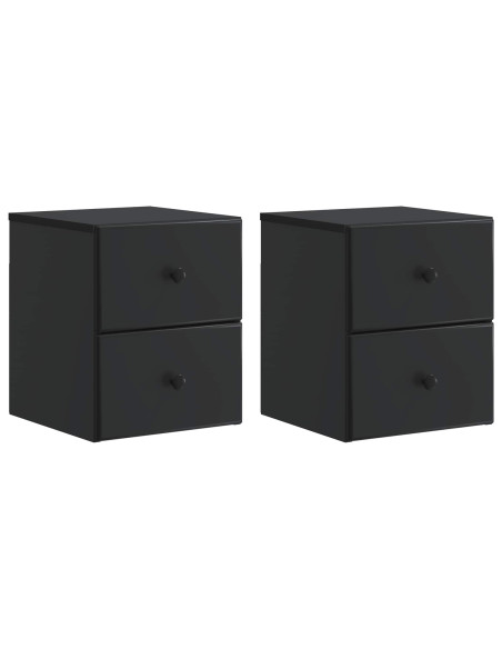 Mobiletto da notte a muro 2 pcs Nero 34,5 x 33 x 40 cm