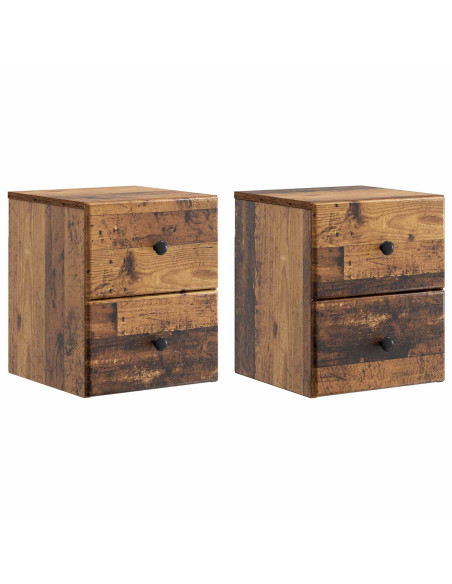 Mobiletto da notte a muro 2 pcs Legno antico 34,5 x 33 x 40 cm