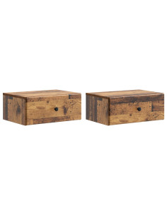 Mobiletto da notte a muro 2 pcs Legno antico 49 x 34,5 x 20 cm
