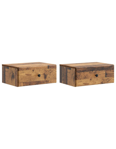 Mobiletto da notte a muro 2 pcs Legno antico 49 x 34,5 x 20 cm