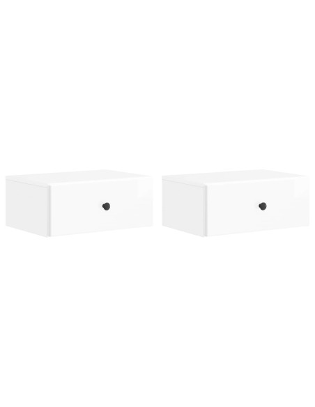 Mobiletto da notte a muro 2 pcs Bianco Lucido 49 x 34,5 x 20 cm