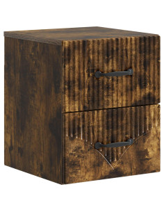Mobiletto da notte a muro Rovere Fumo 34,5 x 33 x 40 cm