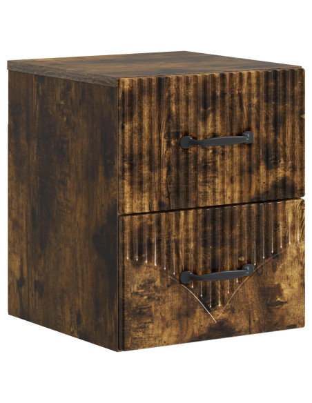 Mobiletto da notte a muro Rovere Fumo 34,5 x 33 x 40 cm