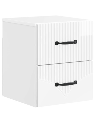Mobiletto da notte a muro Bianco Lucido 34,5 x 33 x 40 cm