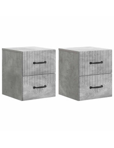 Mobiletto da notte a muro con cassetto 2 pcs Grigio Cemento