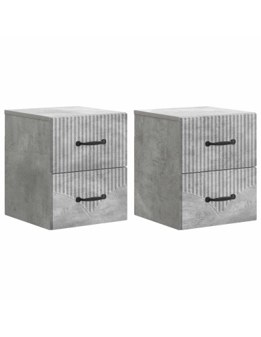 Mobiletto da notte a muro con cassetto 2 pcs Grigio Cemento