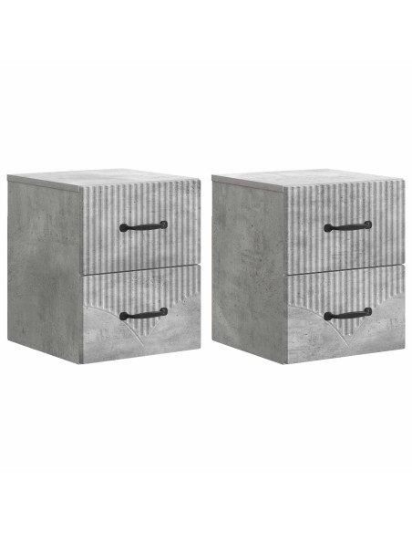 Mobiletto da notte a muro con cassetto 2 pcs Grigio Cemento