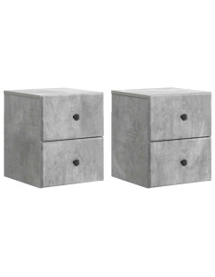 Mobiletto da notte a muro con cassetto 2 pcs Grigio Cemento