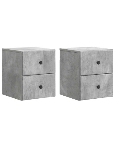 Mobiletto da notte a muro con cassetto 2 pcs Grigio Cemento