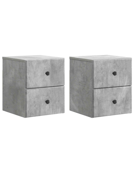 Mobiletto da notte a muro con cassetto 2 pcs Grigio Cemento