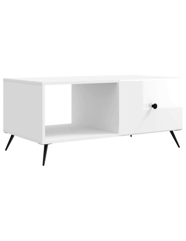 Tavolino da salotto Bianco Lucido 90 x 50 x 40 cm