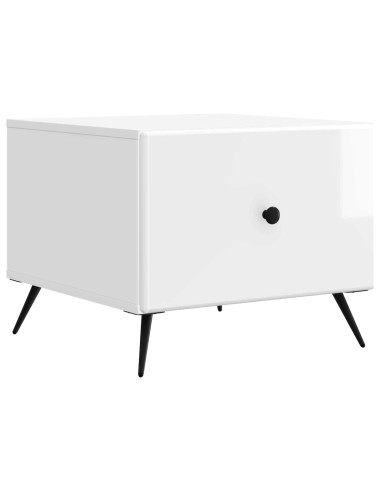 Tavolino da salotto con cassetto Bianco Lucido 49 x 50 x 40 cm