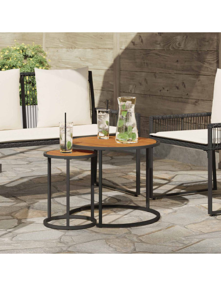 Set di Tavolini da Caffè 2 pcs Legno di Acacia Massello