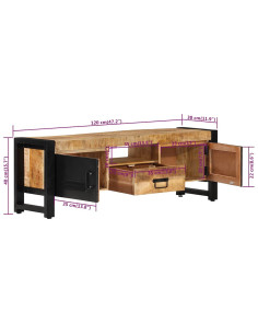 Mobile Porta TV 120x30x40 cm in Legno Massello di Mango