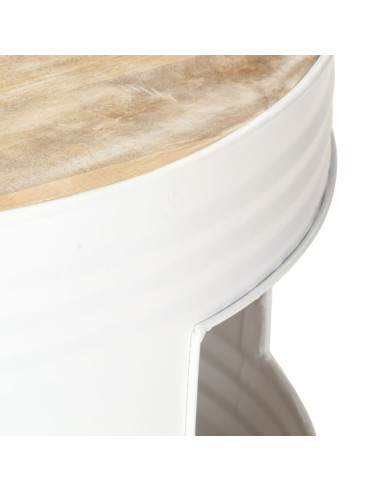Tavolino da Caffè Bianco 68x68x36 cm in Legno Massello di Mango