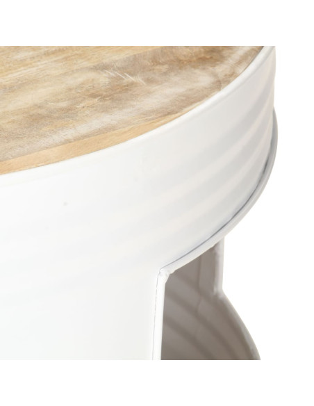 Tavolino da Caffè Bianco 68x68x36 cm in Legno Massello di Mango