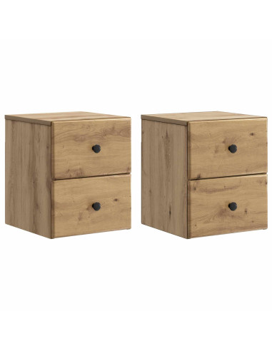 Mobiletto da notte a muro con cassetto 2 pcs Rovere Artigianale
