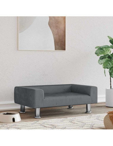 Lettino per Cani Grigio Scuro 70x45x26,5 cm in Velluto