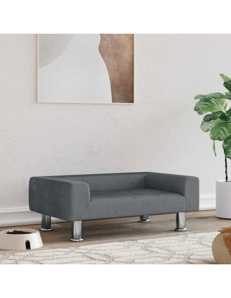 Lettino per Cani Grigio Scuro 70x45x26,5 cm in Velluto