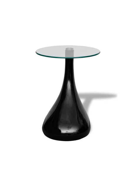 Tavolino da Caffè con Ripiano Rotondo in Vetro Nero Lucido