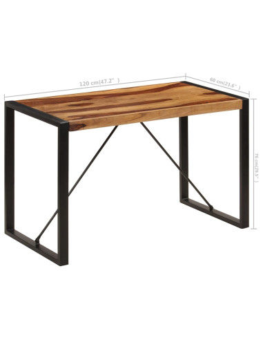 Tavolo da Pranzo 120x60x76 cm in Legno Massello di Sheesham