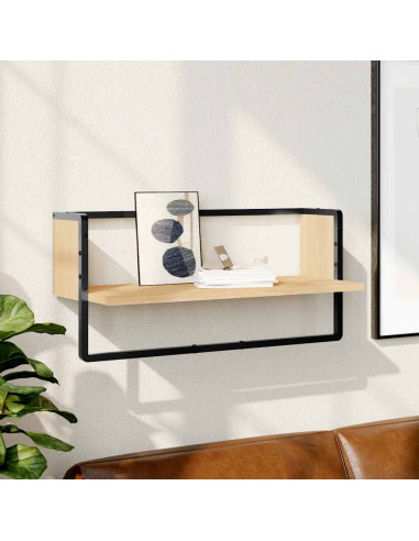 Mensola a Parete con Asta Rovere Sonoma 65x25x30 cm