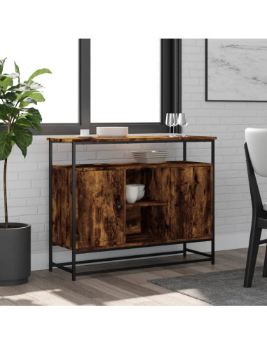 Credenza Rovere Fumo 100x35x80 cm in Legno Multistrato