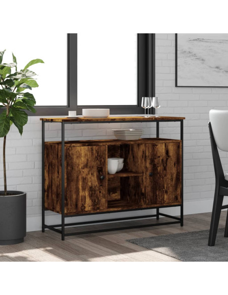 Credenza Rovere Fumo 100x35x80 cm in Legno Multistrato