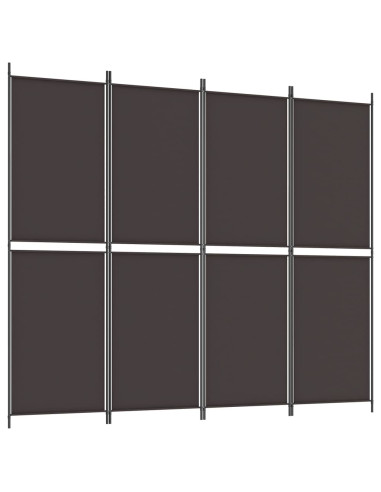 Divisorio a 4 Pannelli Marrone 200x220 cm in Tessuto