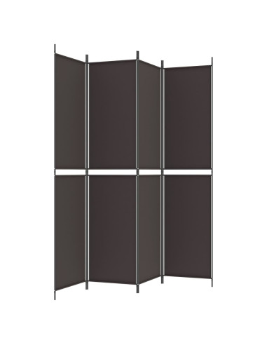 Divisorio a 4 Pannelli Marrone 200x220 cm in Tessuto