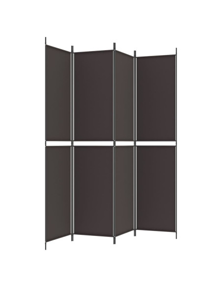 Divisorio a 4 Pannelli Marrone 200x220 cm in Tessuto