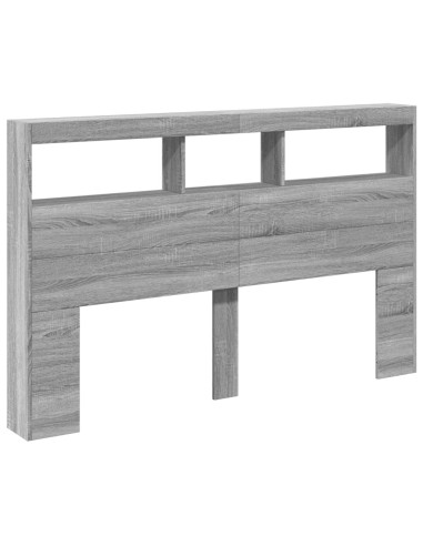 Testiera con Contenitore a LED Grigio Sonoma 160x17x102 cm