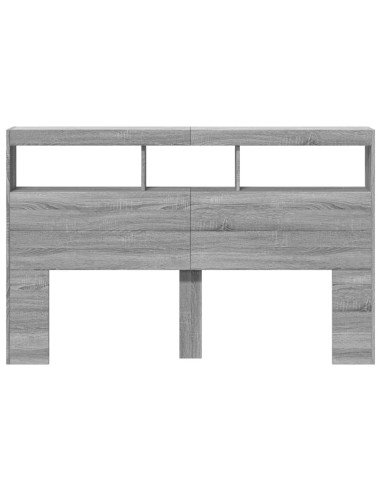 Testiera con Contenitore a LED Grigio Sonoma 160x17x102 cm