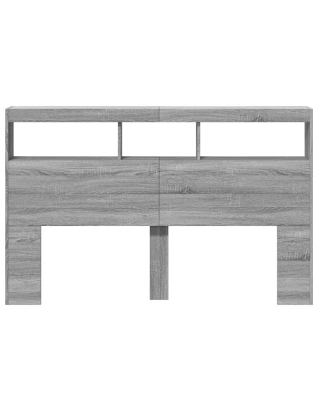 Testiera con Contenitore a LED Grigio Sonoma 160x17x102 cm