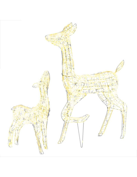 Famiglia di Renne di Natale 160 LED Bianco Caldo in Acrilico