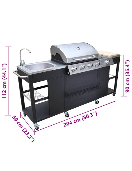 Barbecue da Cucina per Esterni Montana 4 Fornelli