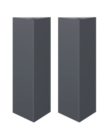 Fioriere 2 pz Antracite Triangolari 30x26x75 cm in Acciaio