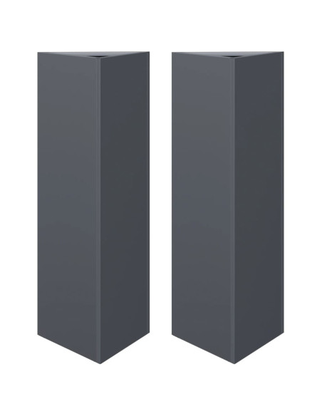 Fioriere 2 pz Antracite Triangolari 30x26x75 cm in Acciaio