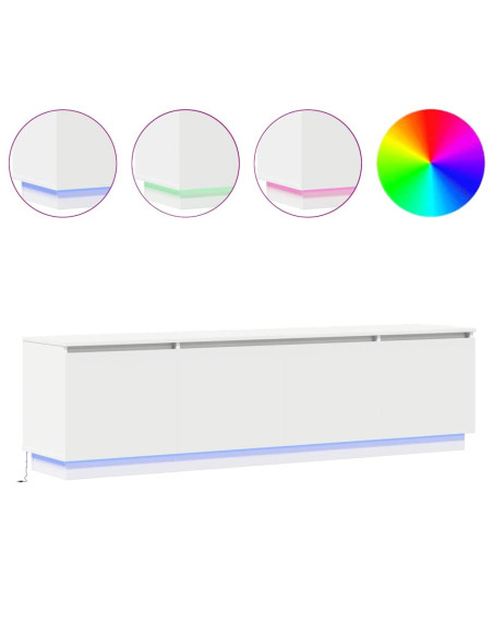 Mobile TV con led Bianco 180 x 38 x 49 cm Legno multistrato