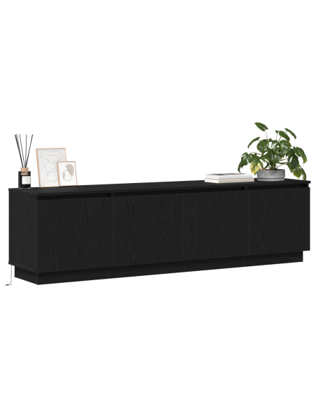 Mobile TV Rovere Nero 180 x 38 x 49 cm Legno multistrato