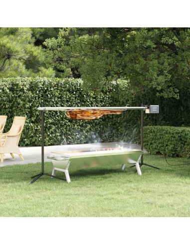 Vassoio per Barbecue Argento 118x42x30,5 cm Acciaio Inox