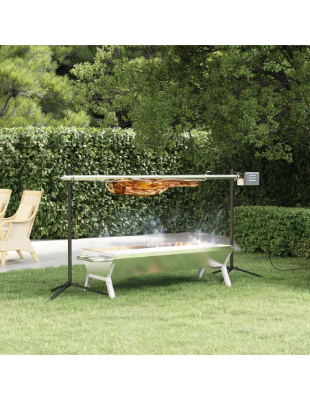 Vassoio per Barbecue Argento 118x42x30,5 cm Acciaio Inox