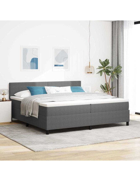 Letto a molle con testiera Grigio chiaro e bianco 200 x 200 cm