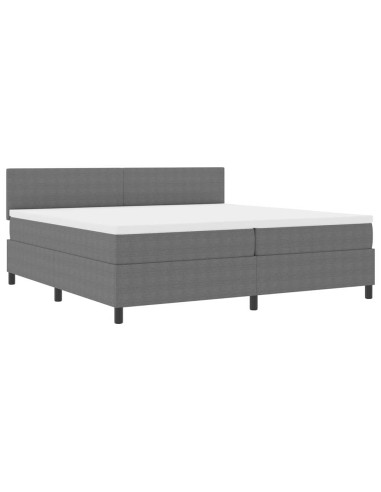 Letto a molle con testiera Grigio chiaro e bianco 200 x 200 cm