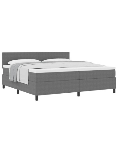 Letto a molle con testiera Grigio chiaro e bianco 200 x 200 cm