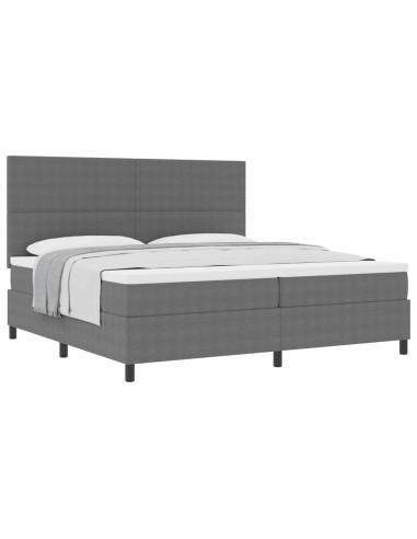Letto a molle con testiera Grigio chiaro e bianco 200 x 200 cm