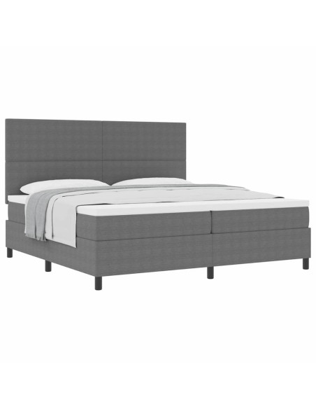 Letto a molle con testiera Grigio chiaro e bianco 200 x 200 cm